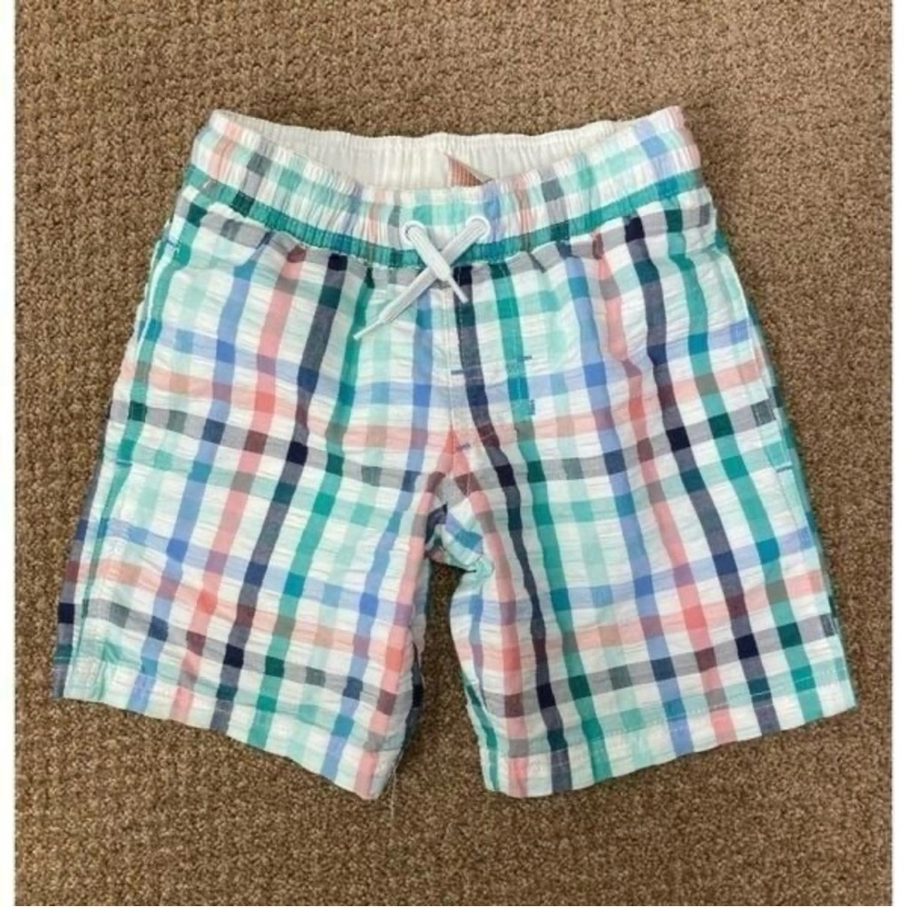 Cat & Jack plaid pastel swim trunks